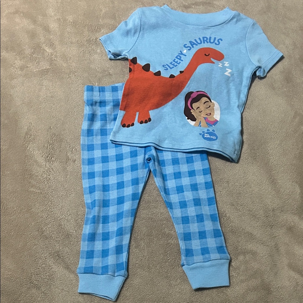Light Blue 'Sleepy-Saurus' Kids Pajama Set